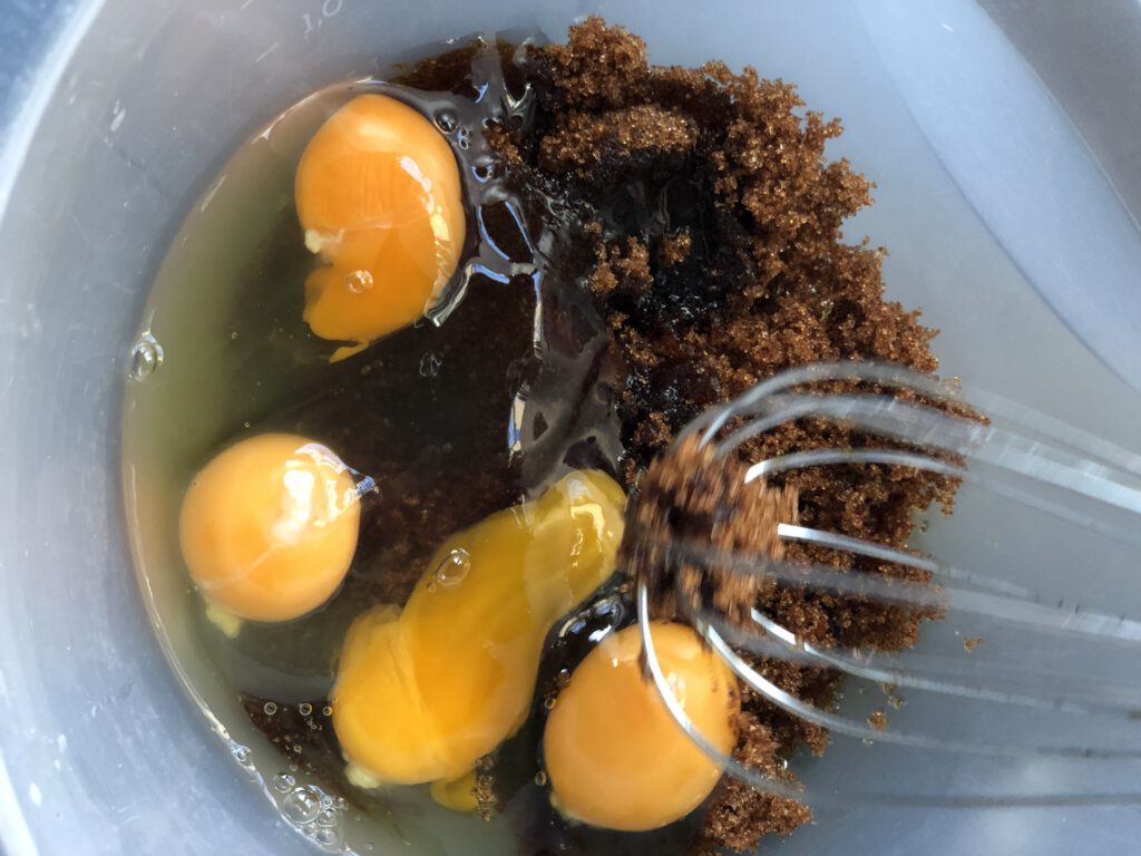 Brown sugar with eggs